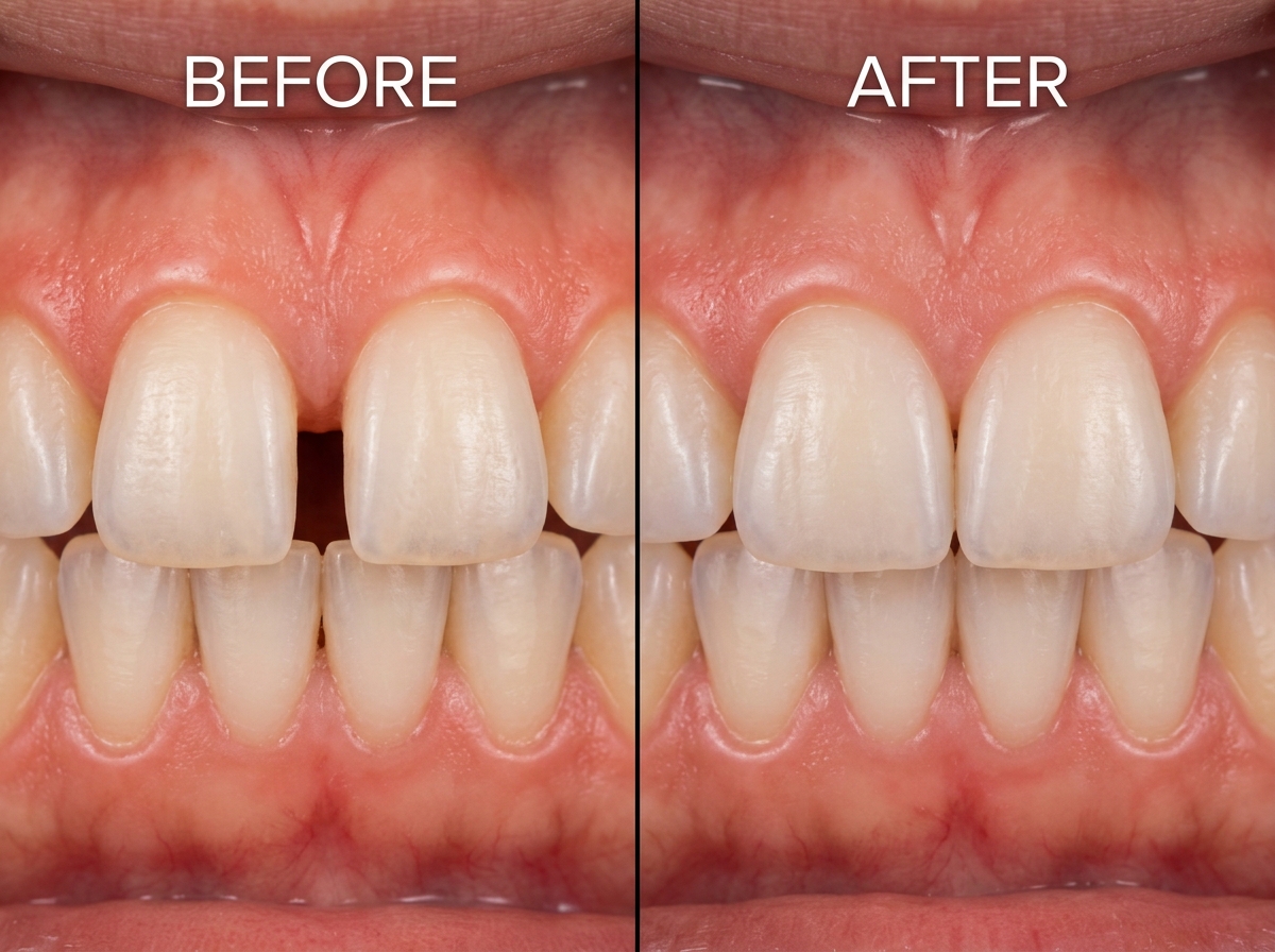 Diastema Front Teeth Gap Closure Before and After Guntur