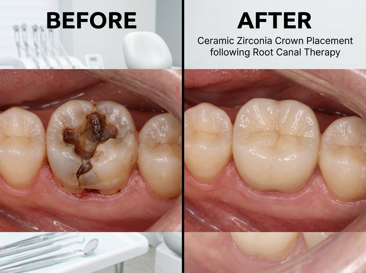 Molar Decay Saved with RCT and Zirconia Crown Guntur